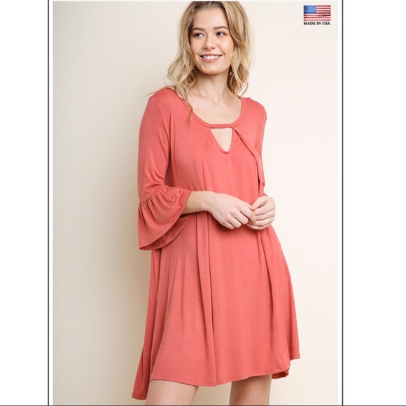 Umgee Dresses & Skirts - Mini Bell Sleeve Keyhole Dress